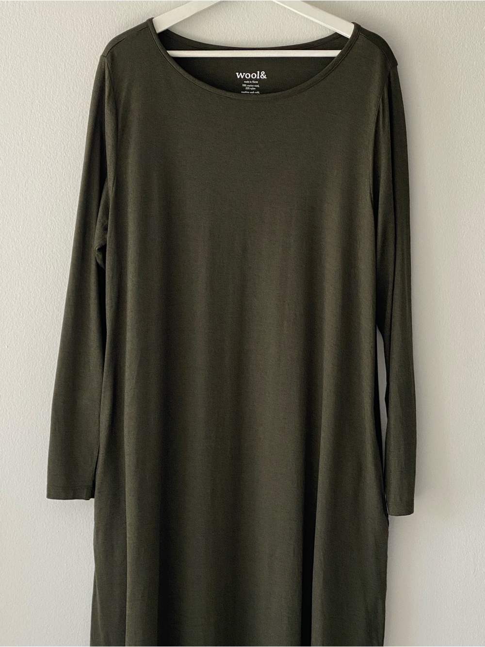 Wool& Rowena Long Sleeve , XL Long, Forest Night Marl